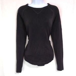 Sweet Romeo Black Plush Knit Crewneck Drop Shoulder Sweater SIze Medium